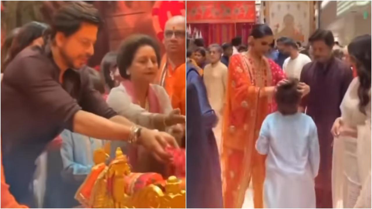 Shah Rukh offers prayers at Ambanis' Ganesh puja, Deepika fixes AbRam's hair
