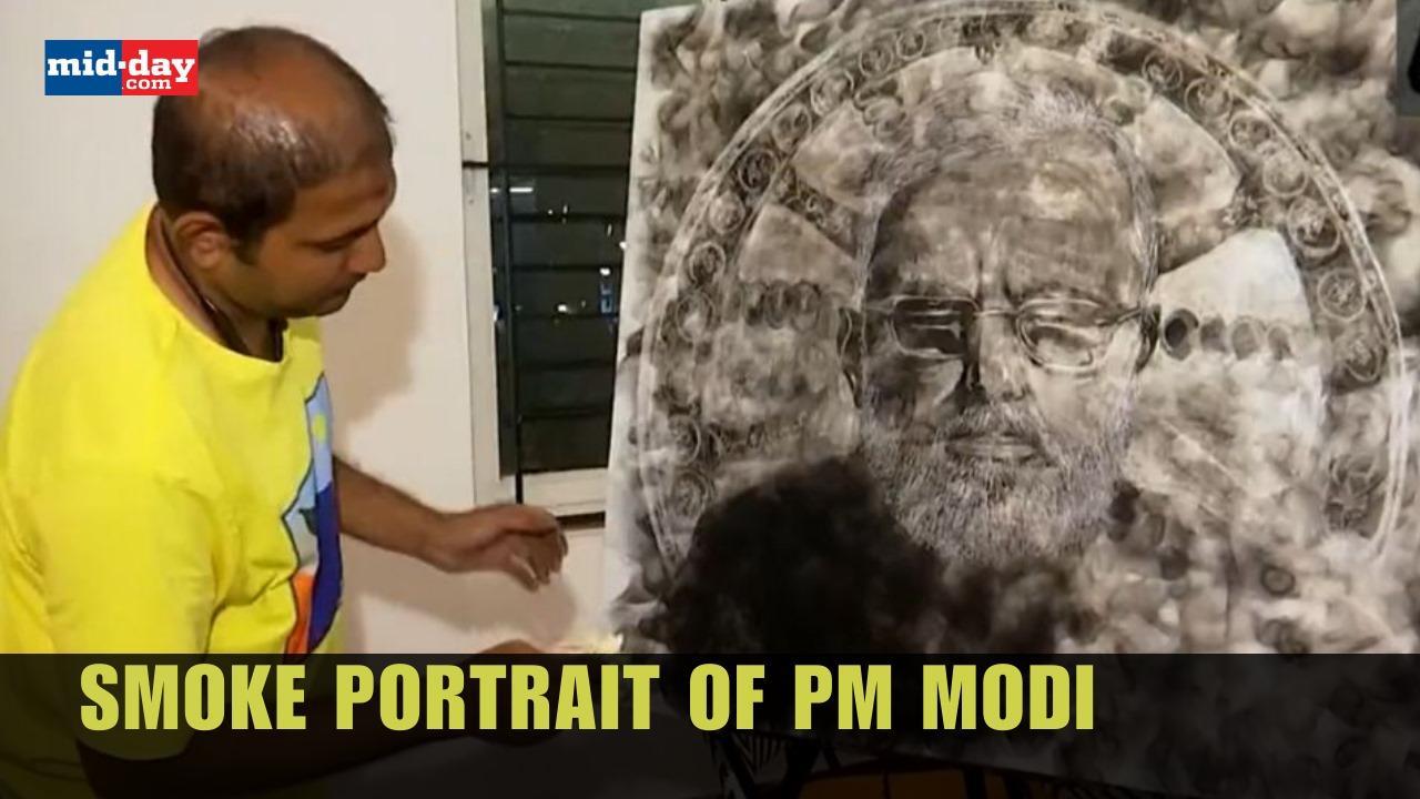 PM Modi’s Birthday: Smoke artist creates a smoke portrait of PM Modi