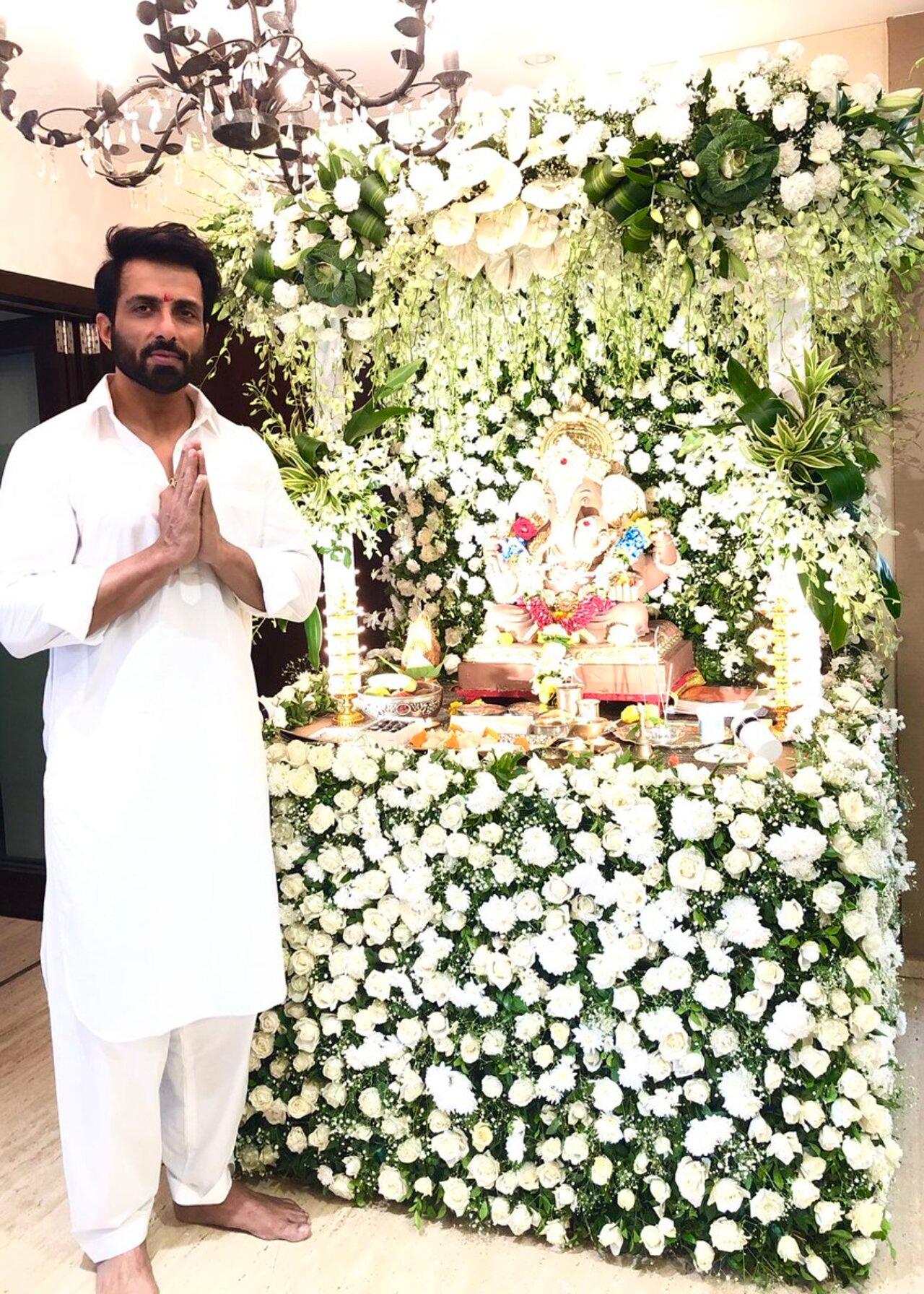 Sonu Sood's Ganpati celebration is a grand annual affair. The actor hosts the Lord of Wisdom with his family at his residence 
