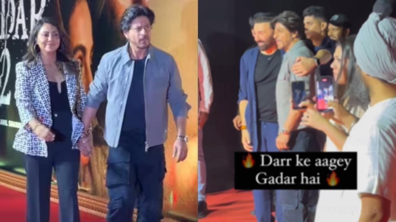 Gadar 2 success party: Shah Rukh Khan and Sunny Deol pose together for photos