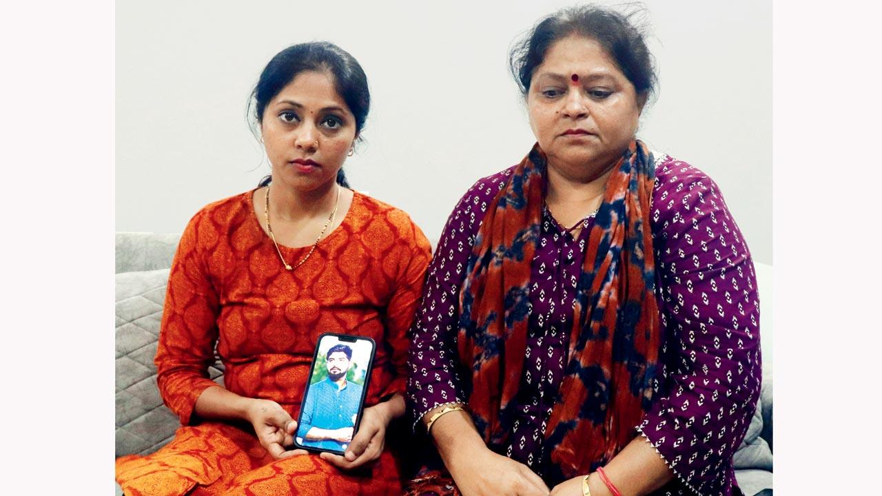 Viraj’s sister Prabha D’Souza and mother Lata Kalugade at the family’s residence in Mira Road on Sunday. Pics/Anurag Ahire