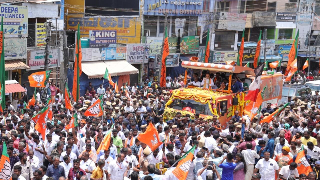 Hundreds of party cadres, invigorated by Shah's visit, joined the BJP leader in the roadshow from Mettukadai Junction, Thuckalay, to the Old Bus Stand in Kanyakumar