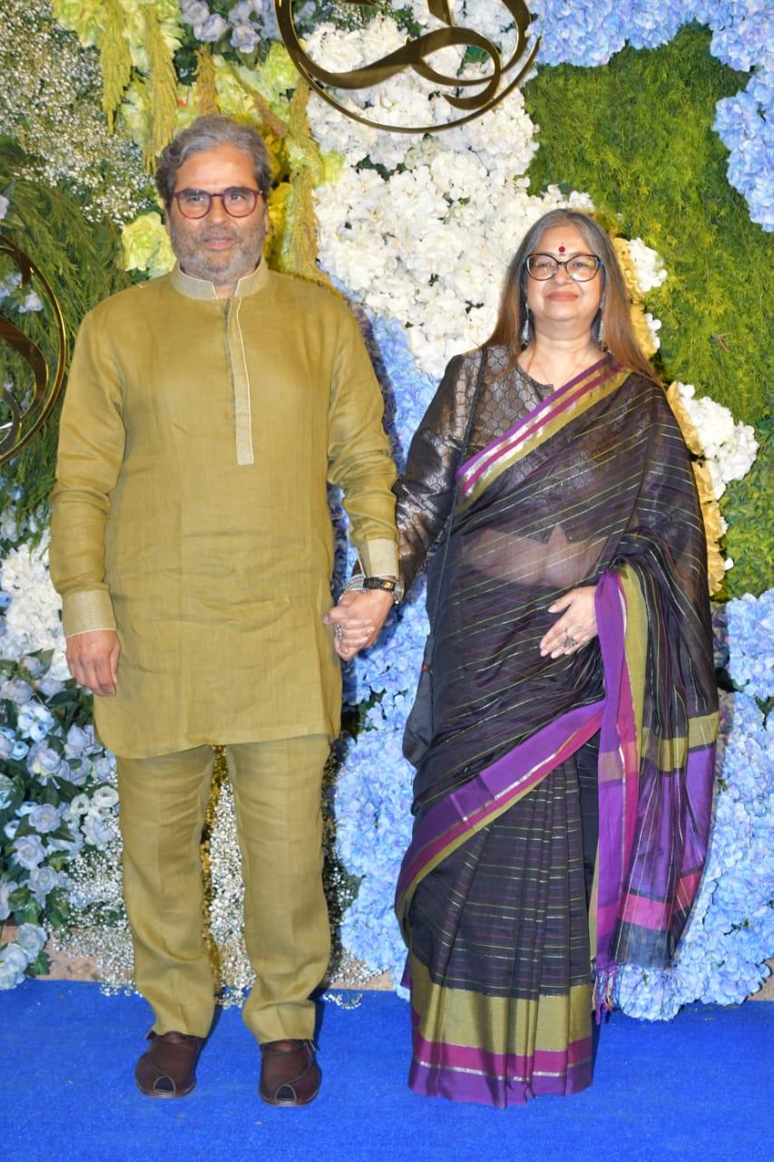 Veteran singers Vishal and Rekha Bhardwaj walked hand-in-hand as they attended the reception party