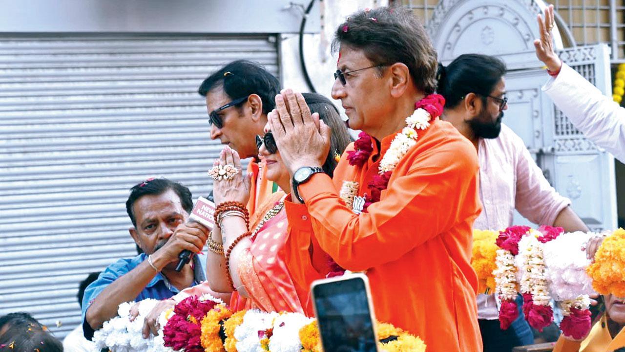 BJP candidate Arun Govil campaigning