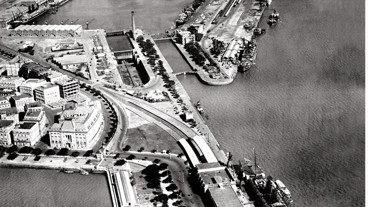 Aerial view of the Alexandra Dock and the Hughes Dry Dock