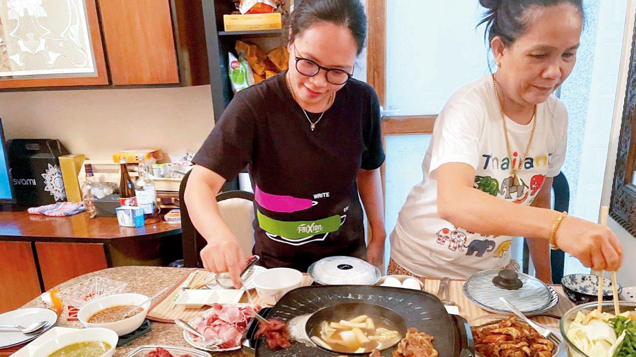 Chef Seefah with her mother cooking together