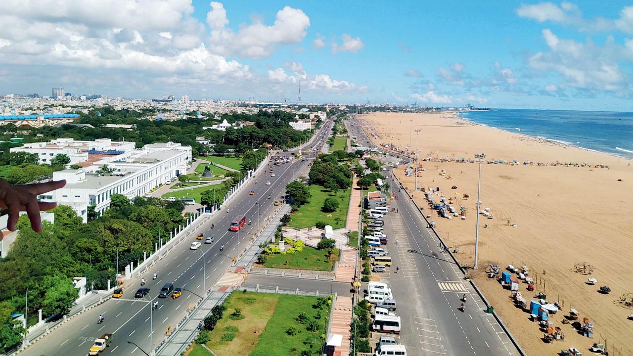 A bird’s eye view of Marina Beach in Chennai. PIC COURTESY/WIKIMEDIA COMMONS