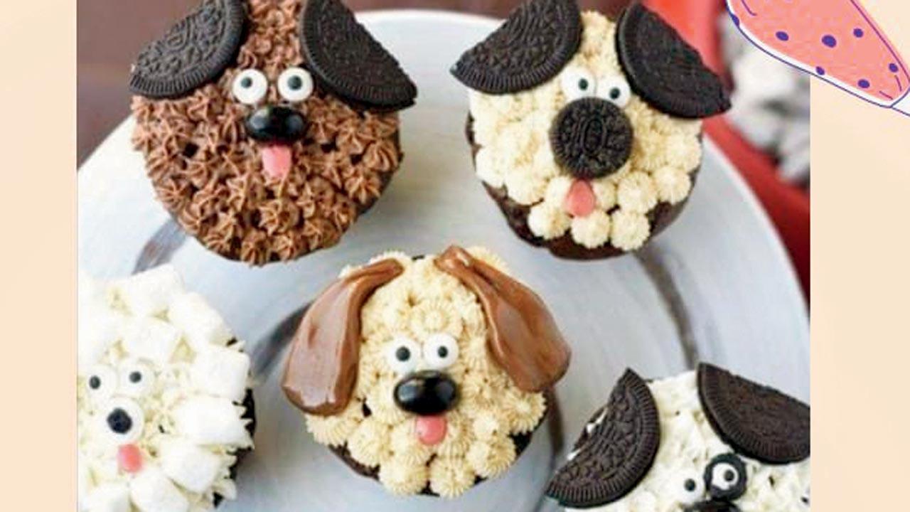 Dog-shaped cupcakes