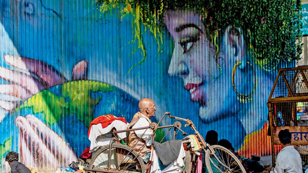 A photograph depicting street art in Mumbai