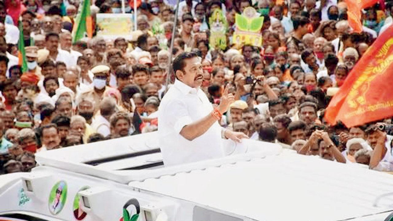 Edappadi Palanisamy was chief minister of Tamil Nadu from 2017 to 2021. Pic/PTI