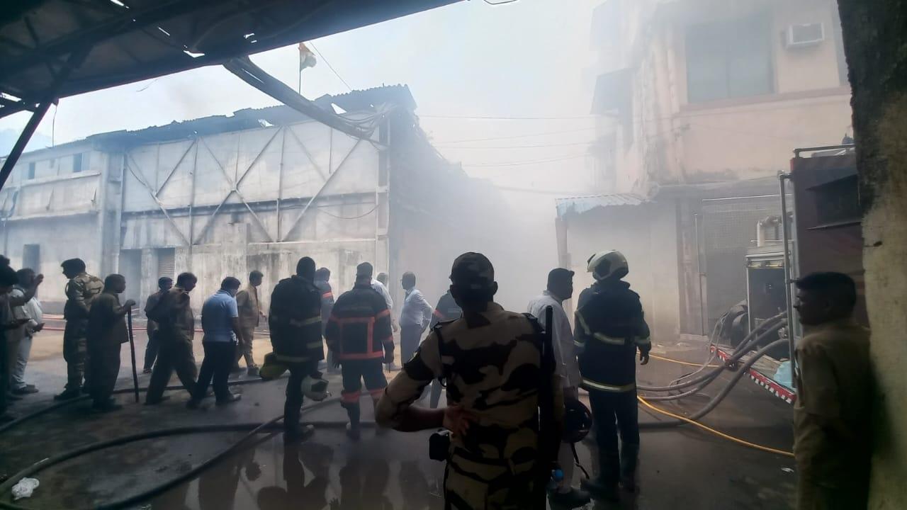 Twelve fire engines and other fire brigade vehicles were rushed to the spot. Efforts were on to douse the blaze, the BMC said