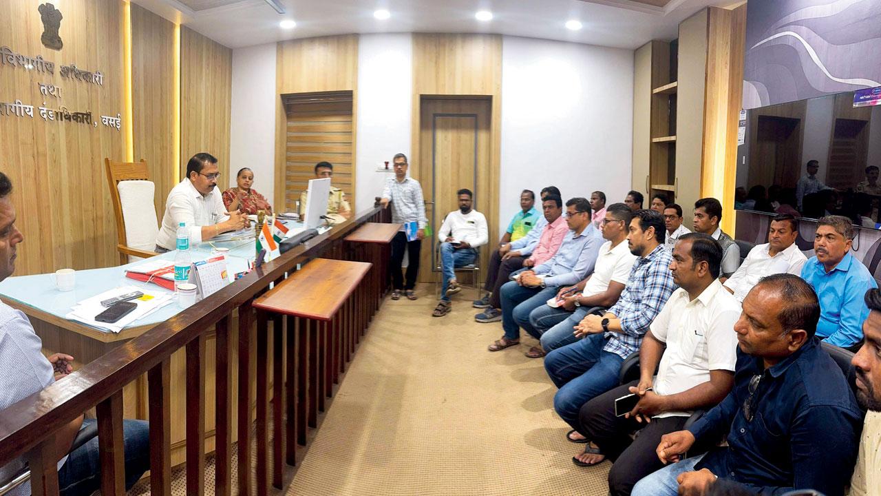 The official meeting with forest department and revenue officials. Pics/Hanif Patel