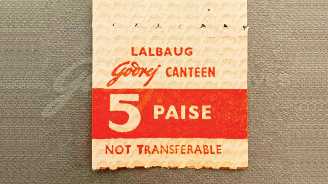 The canteen token dates back to 1965.  Pic Courtesy/Godrej Archives