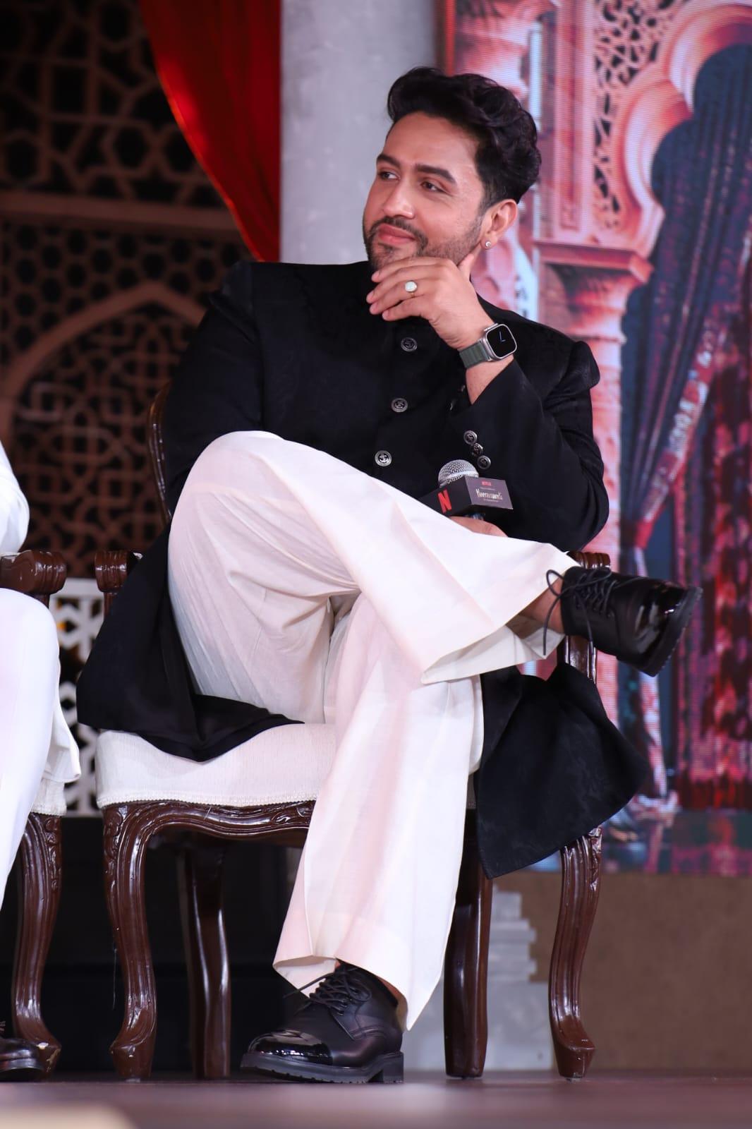 Shekhar Suman's son Adhyayan Suman, who is also play an important part in the film, was seen wearing a stunning black sherwani paired with white payjama