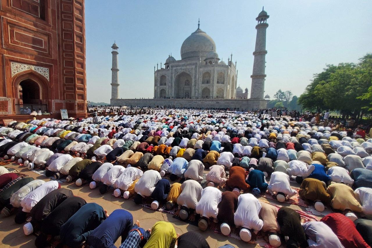 People, including children, thronged mosques to offer prayers in the morning on Thursday