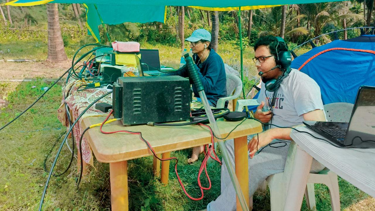 The set-up for a ham radio broadcast from a previous session