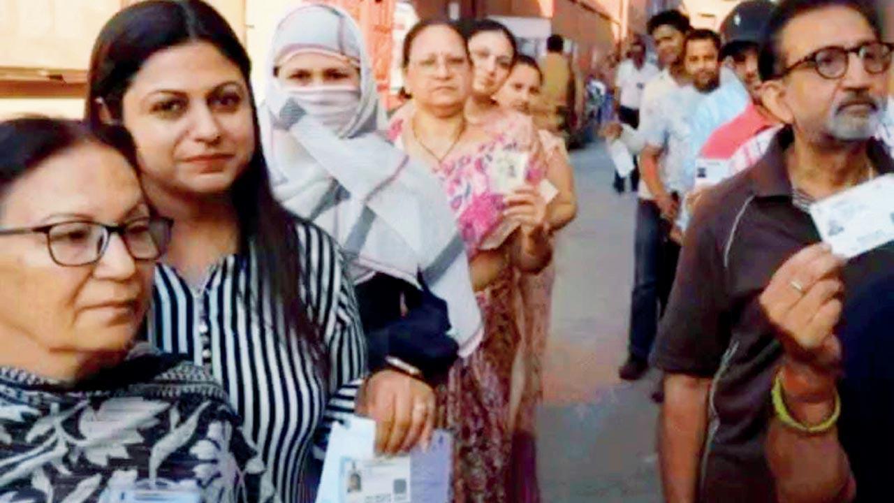 Voters queue up during the second phase