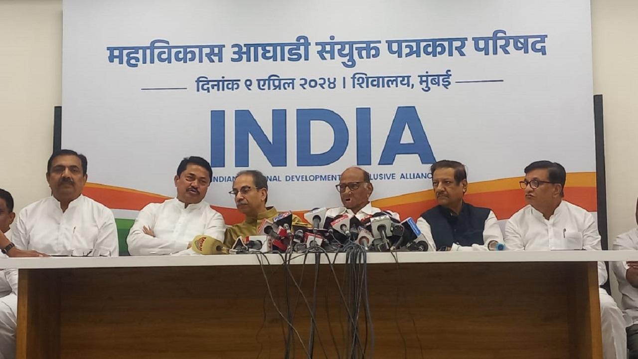 NCP (SP) chief Sharad Pawar, Shiv Sena (UBT) leader Uddhav Thackeray and state Congress president Nana Patole announced the poll pact for the 48 parliamentary seats in the state after weeks of hectic negotiations