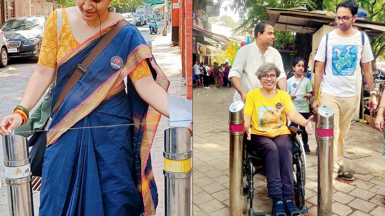 Participants measure the bollard distance in Matunga