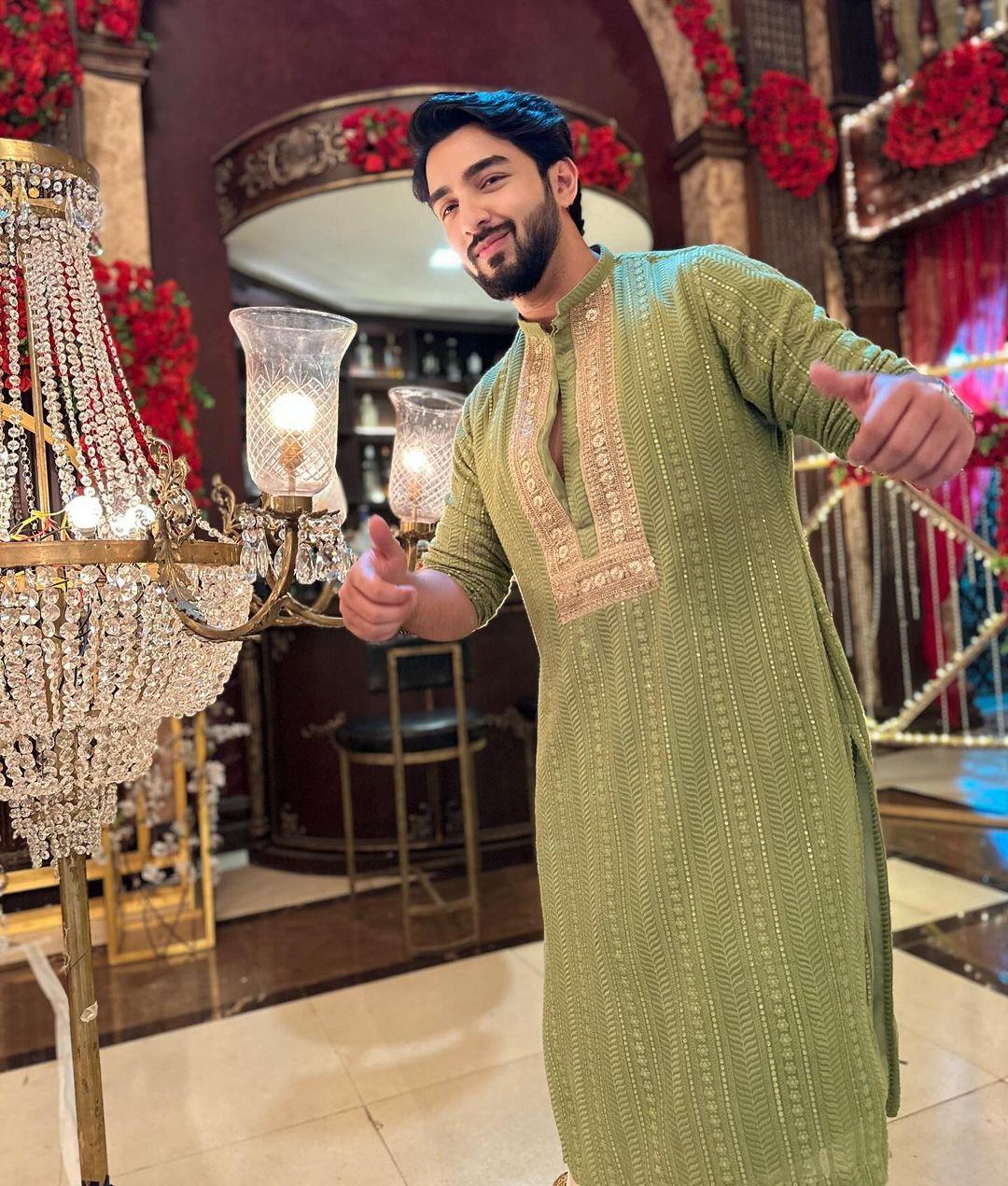 In another captivating look, Rohit stole the spotlight in a green kurta