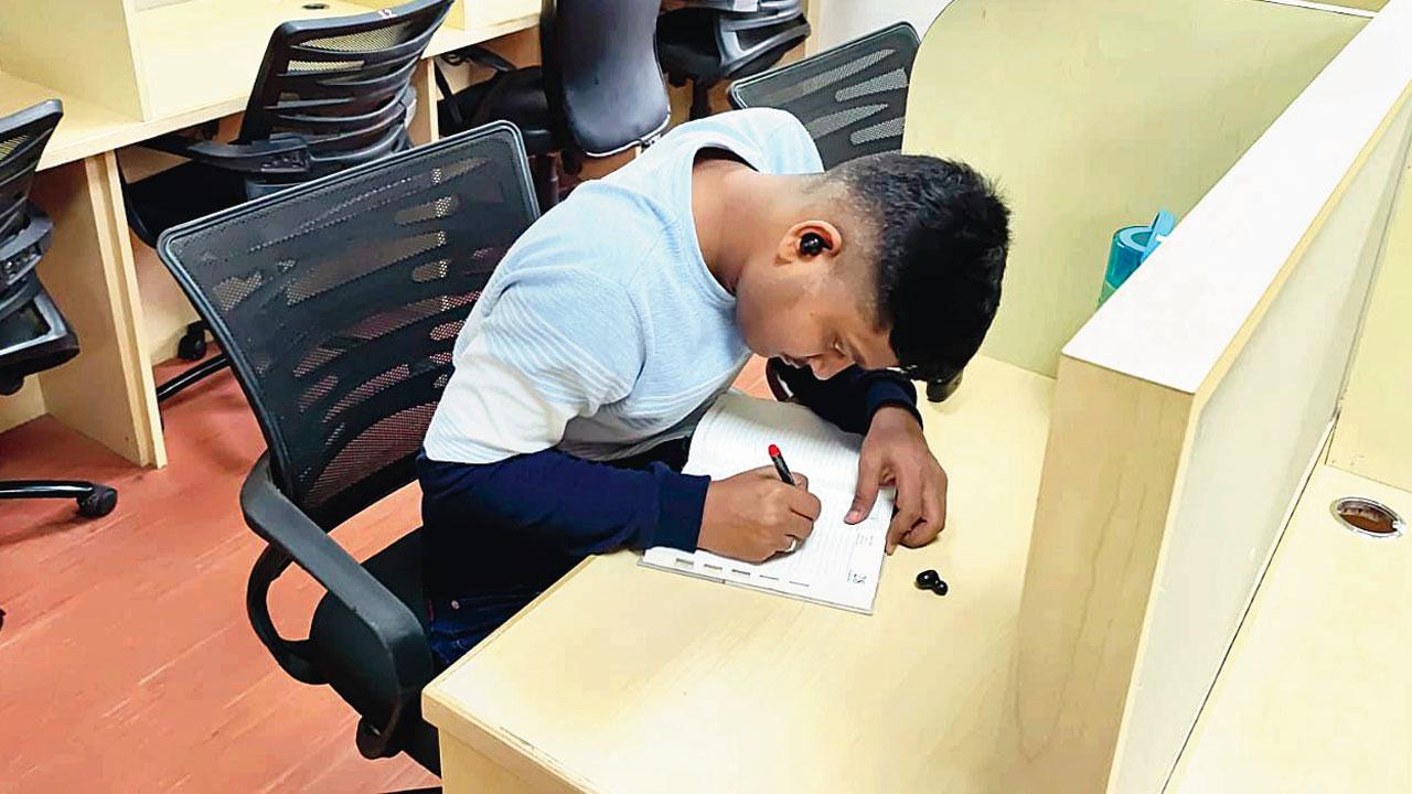 A student at the self study section in the space