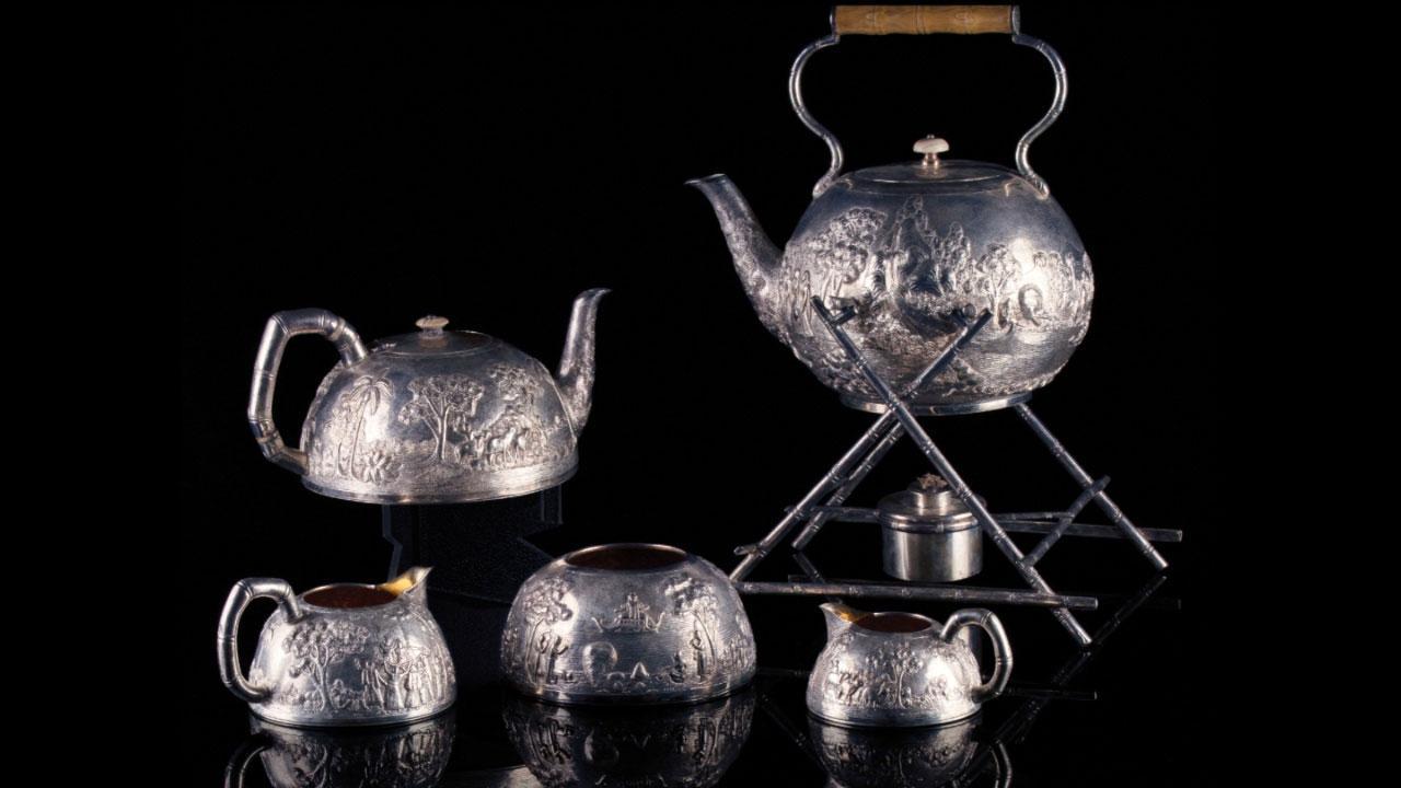 A five-piece silver tea set, Grish Chunder Dutt, Calcutta, circa 1890