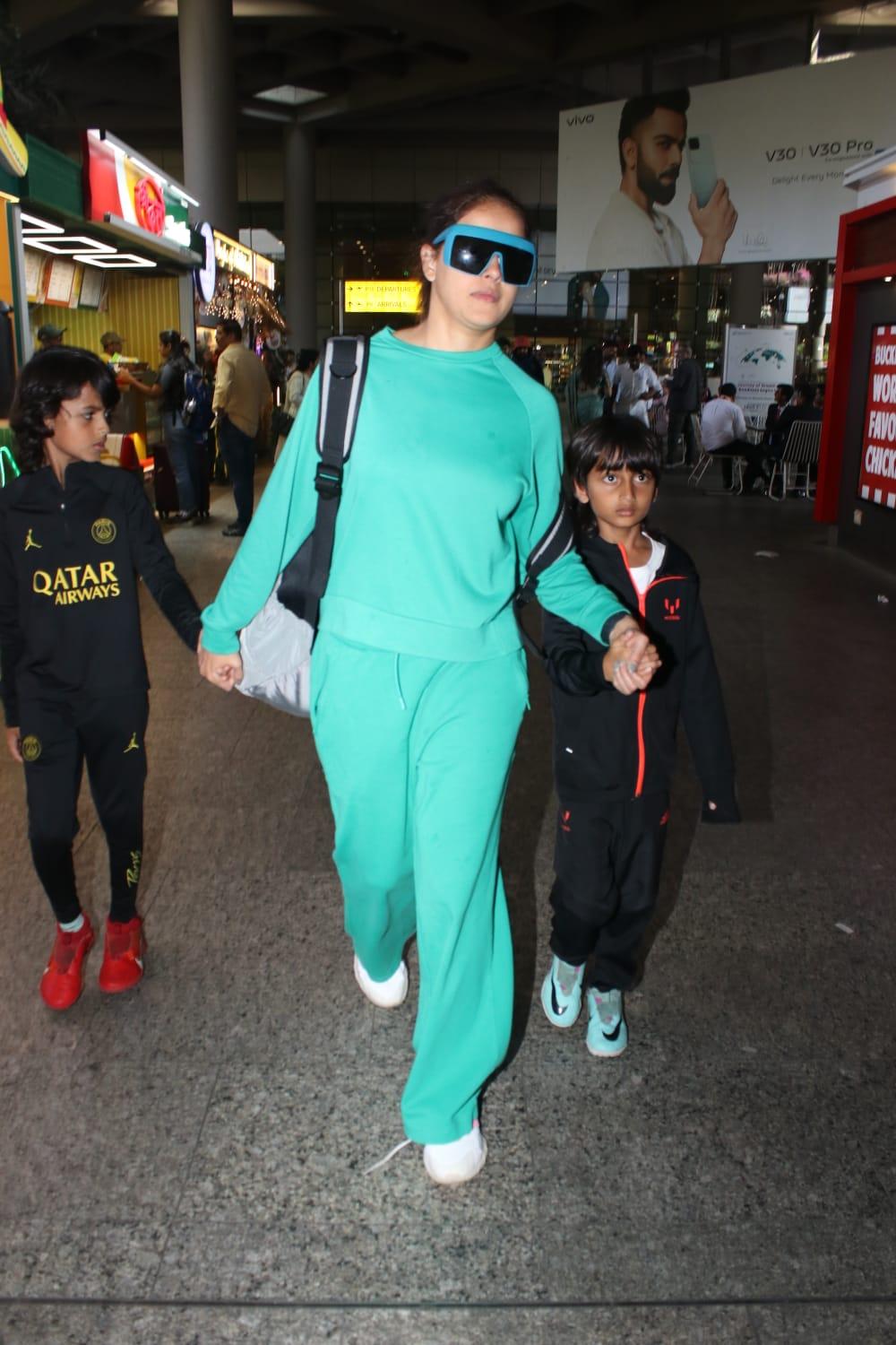Genelia Deshmukh was also snapped at the airport with her kids