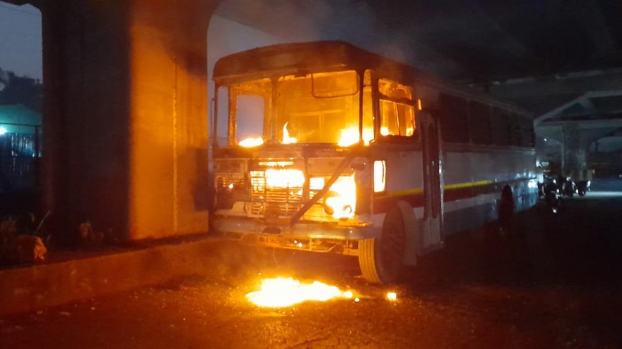 IN PHOTOS: Bus catches fire in Maharashtra's Thane