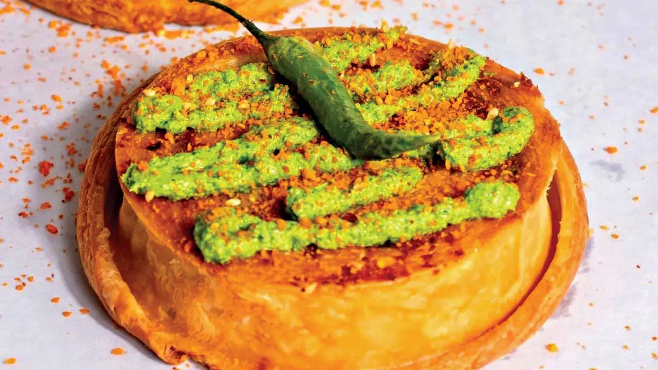 This take on the ubiquitous vada pav and green chutney comes wrapped in a flaky Danish pastry and croissant dough.At Twenty Seven Bake House, Mahalaxmi; Shop No 3, Videocon Icon Building, Dr Ambedkar Road Bandra West.Call 9372515271Cost Rs 200