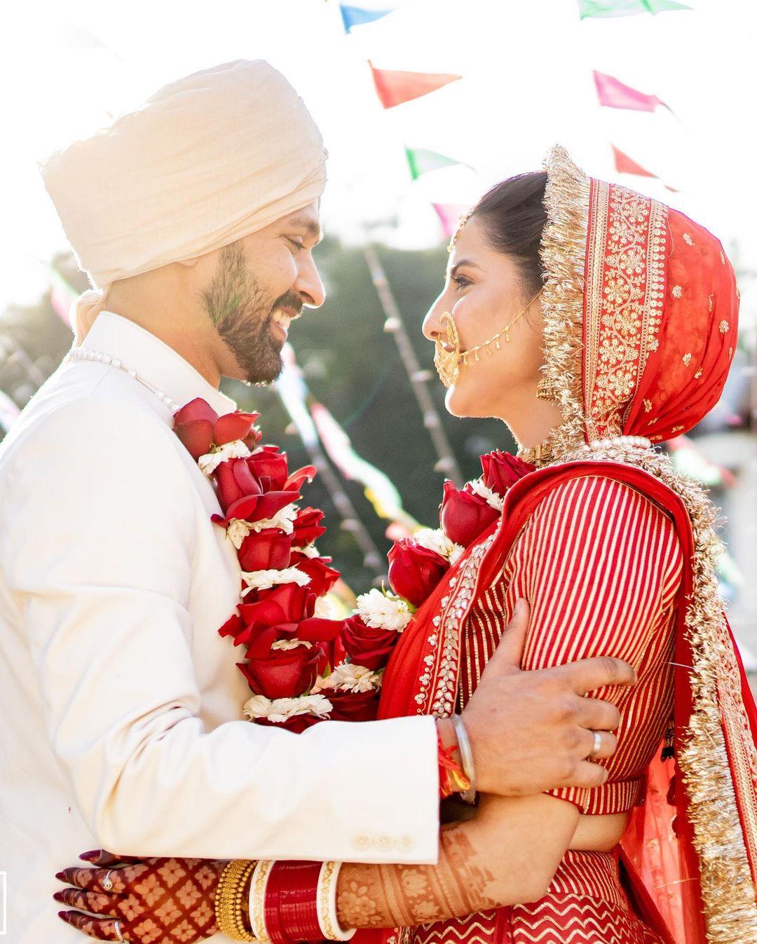 After their wedding, the couple shared pictures on their social media. In the picture, Vikrant was seen in a stunning white sherwani while Sheetal opted for a red joda