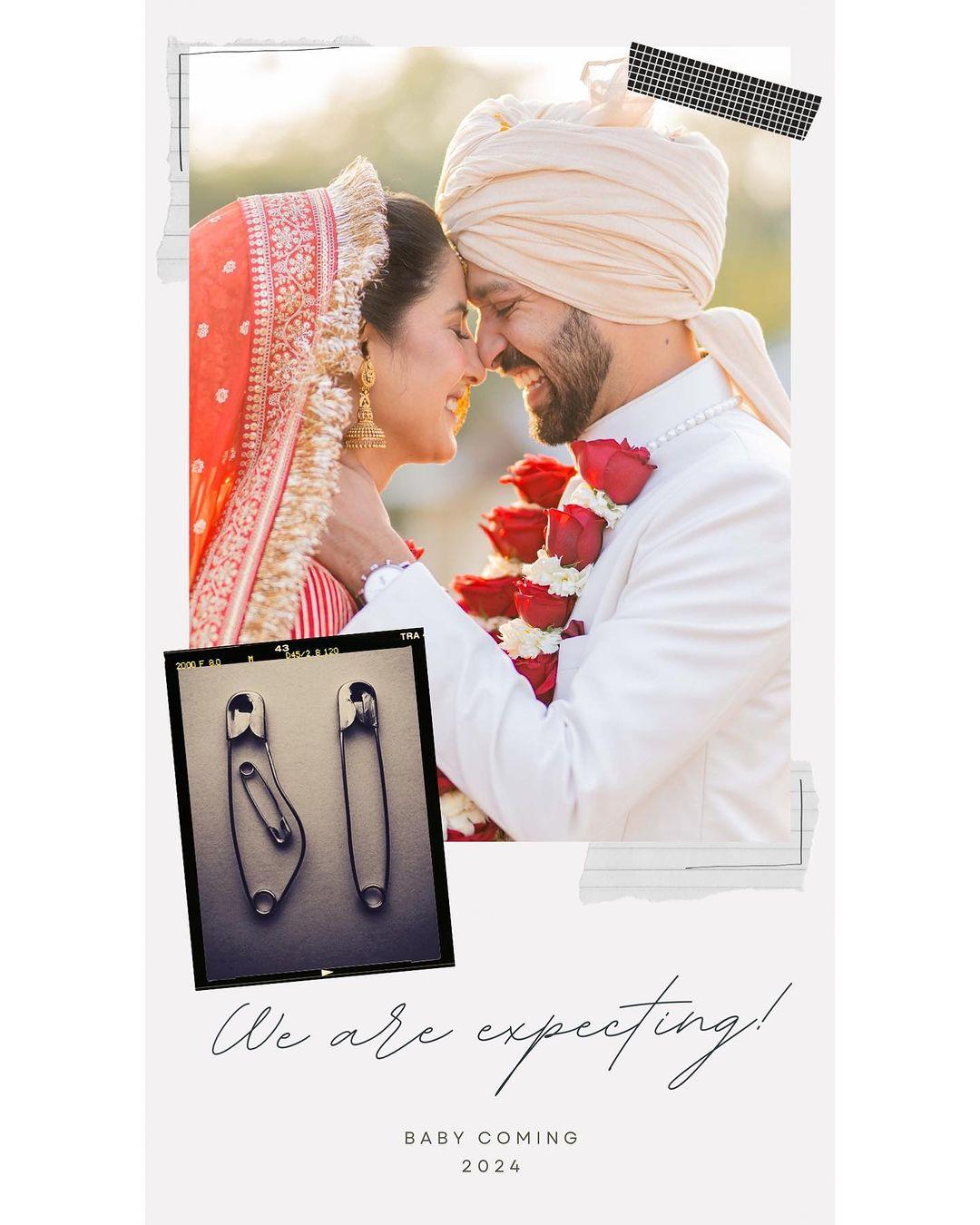 While announcing their pregnancy in 2023, Vikrant took to his Instagram handle to share a picture of him and Sheetal from their wedding day. Along with the picture, he also shared a beautiful creative indicating that they are expecting. The creative has a bloated safety pin with a smaller pin inside it, a reference to Sheetal's pregnancy