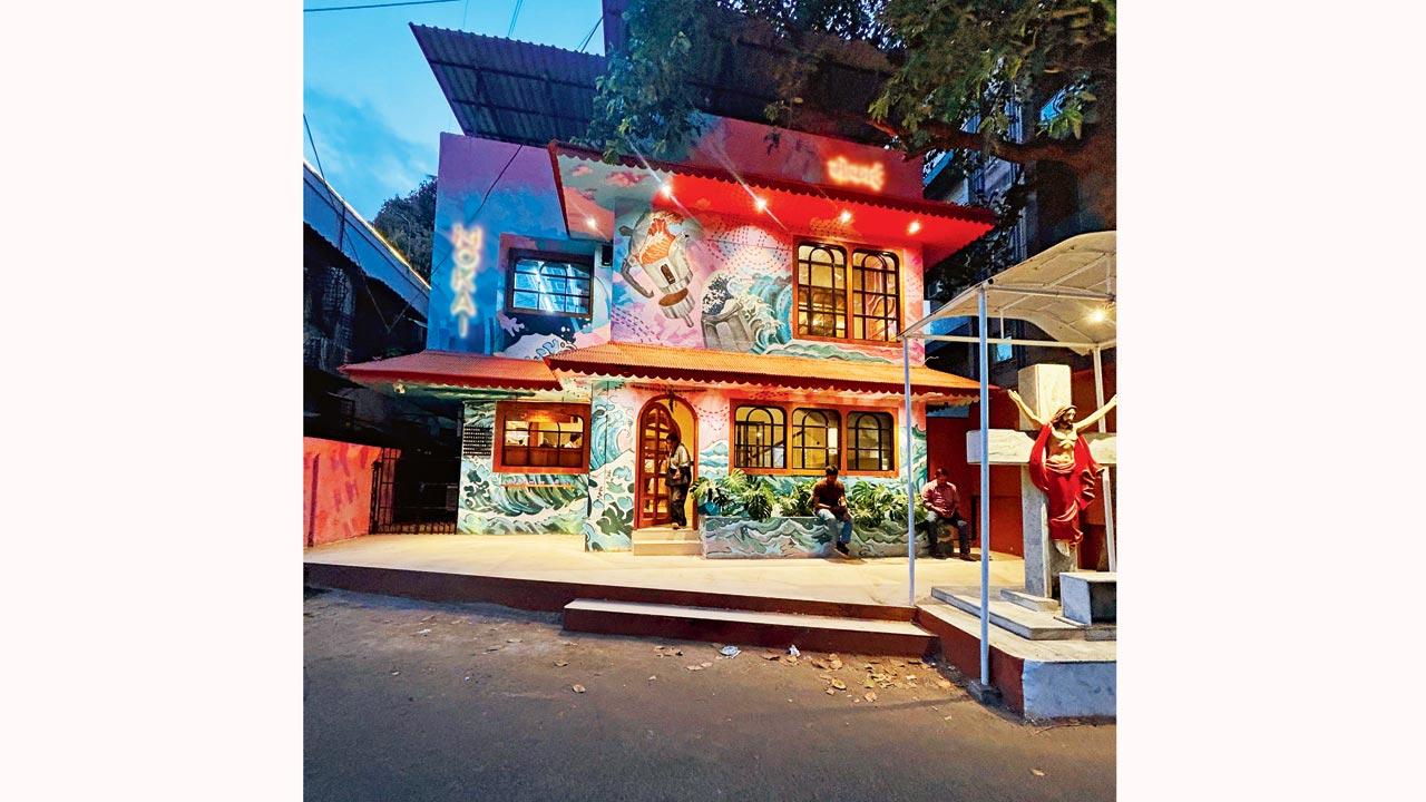 The exteriors of the café is painted by local artists of the city