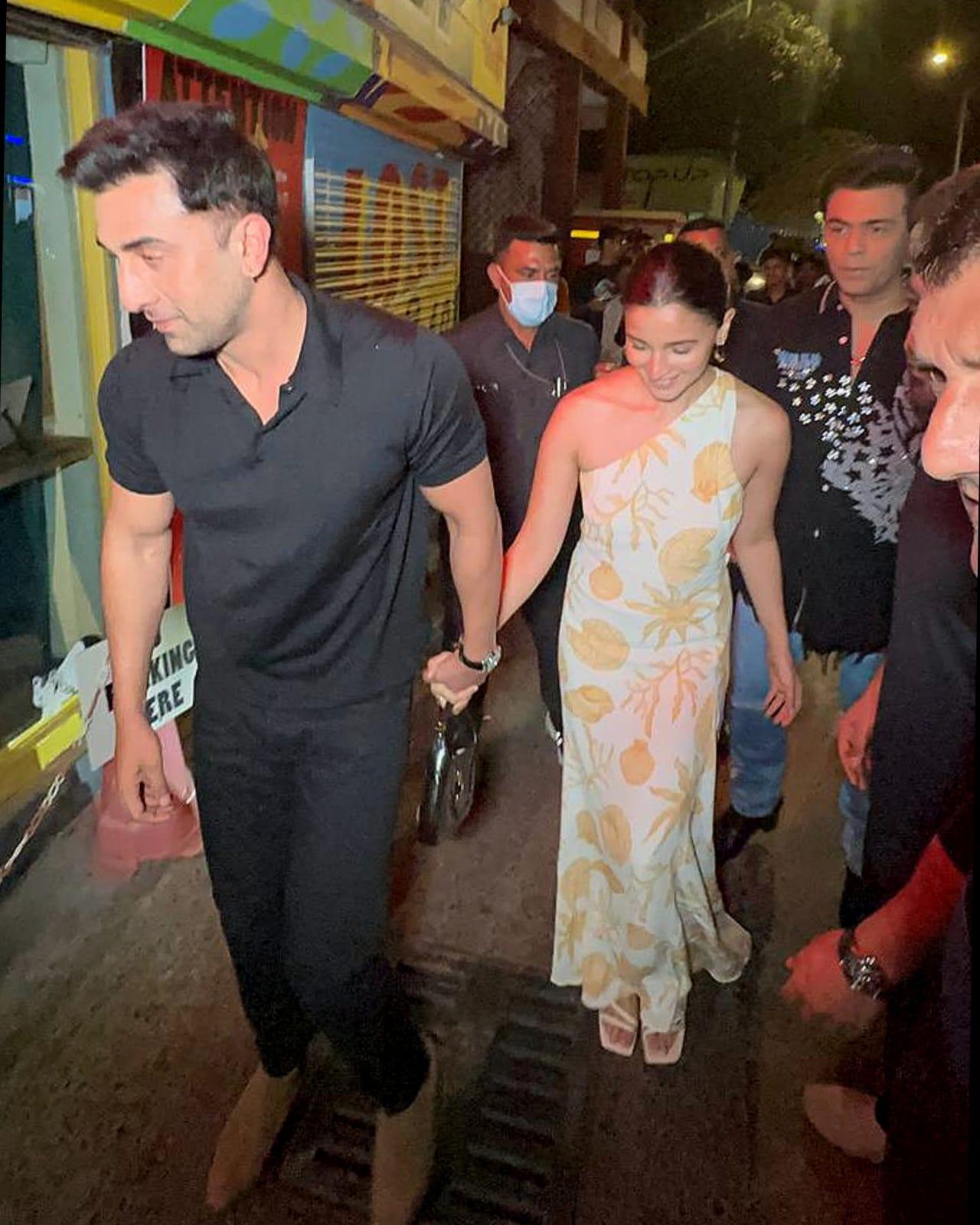 Ranbir Kapoor and Alia Bhatt walked hand-in-hand as they enter the restaurant