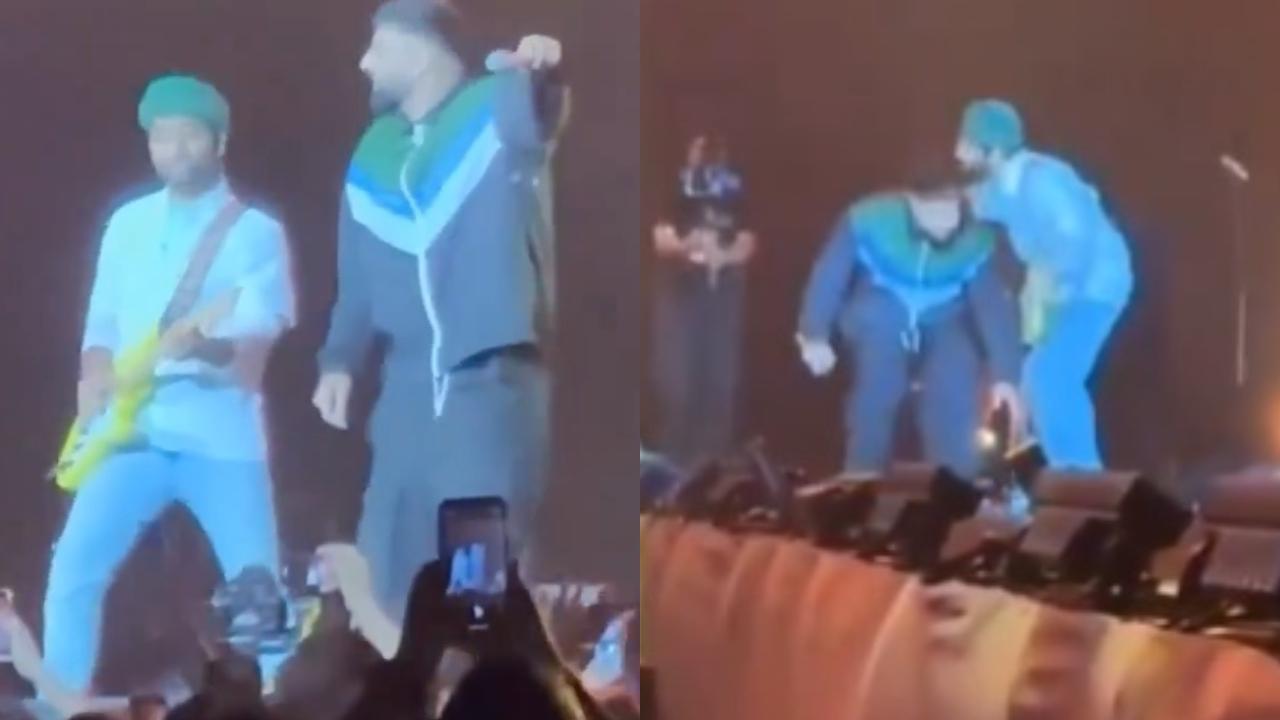'What a moment': Badshah touches 2-years younger Arijit Singh's feet at Bangkok concert, fans impressed - watch video 