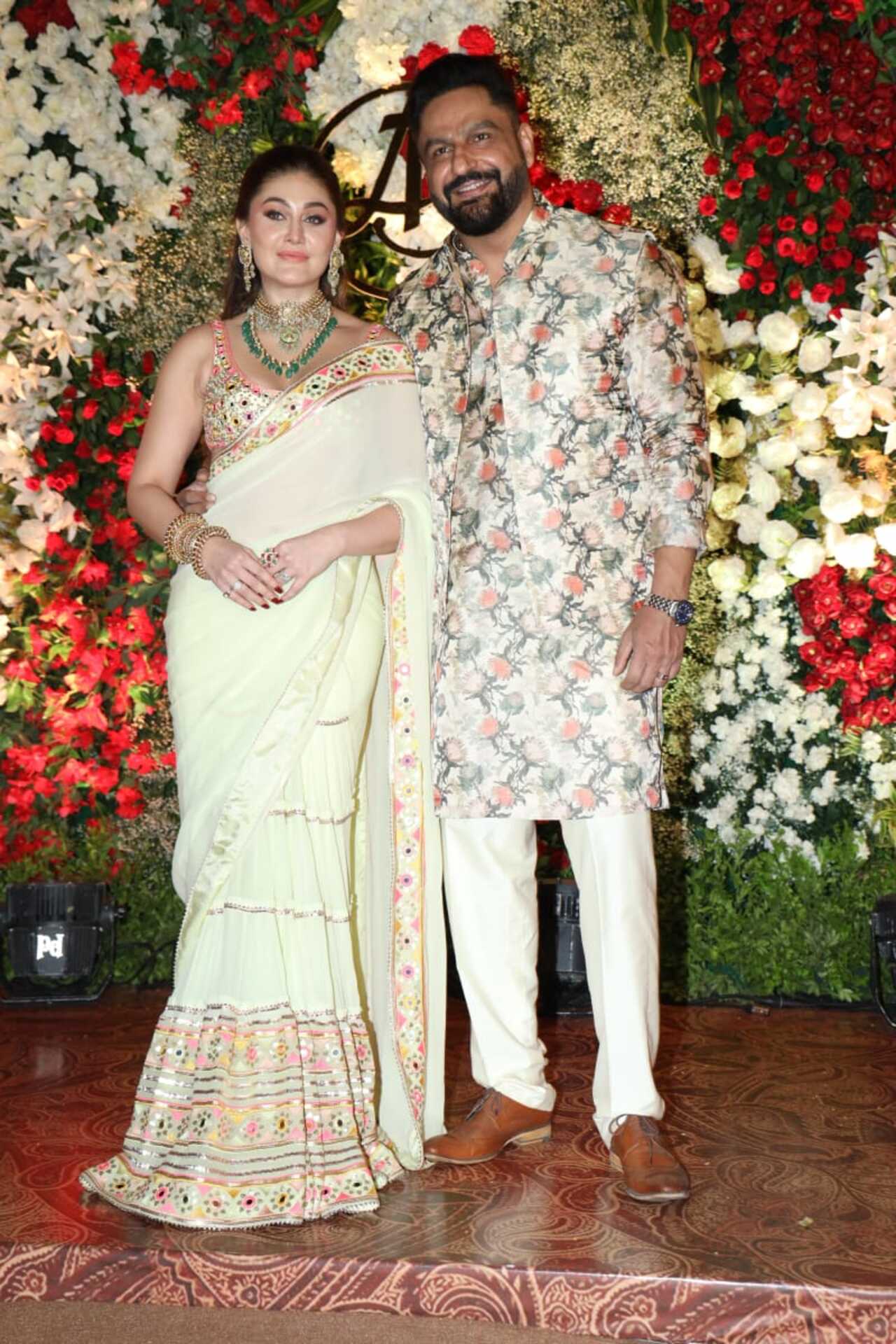 Shefali Jariwala and Parag Tyagi pose on the red carpet