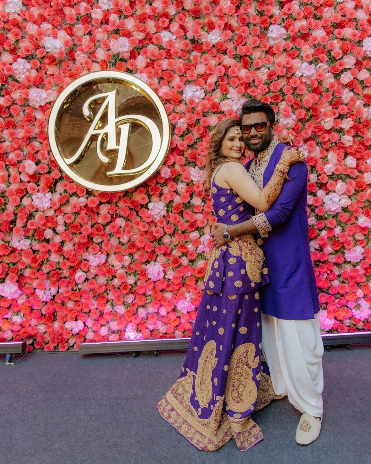 For the mehendi ceremony, she and her husband Dipak Chauhan colour co-ordinated in purple outfits