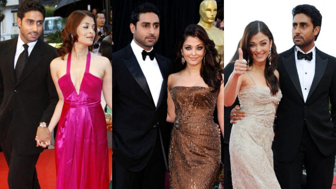 Revisit Aishwarya Rai and Abhishek Bachchan`s iconic red carpet looks