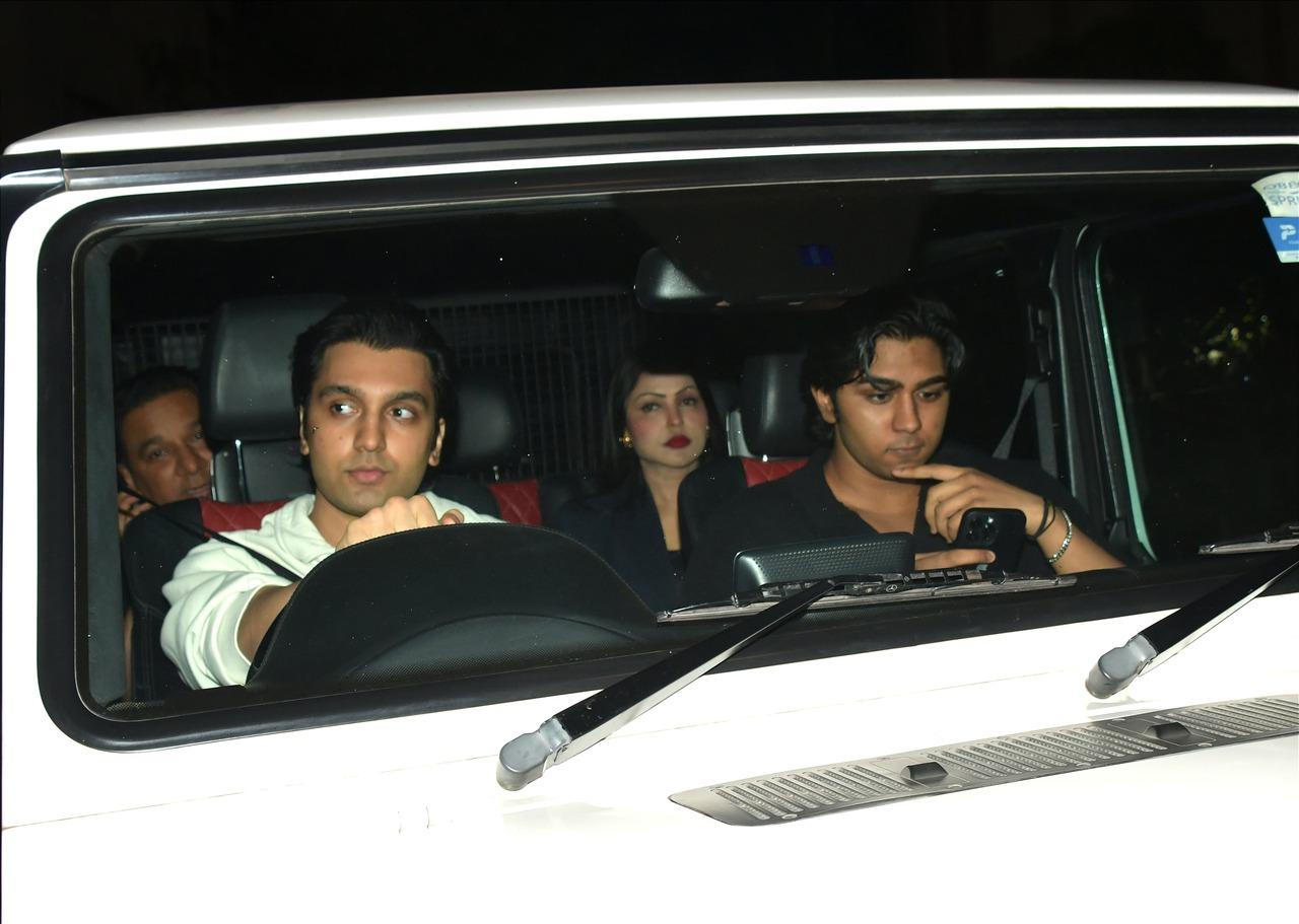 Filmmaker-choreographer Ahmed Khan arrived for the screening with his family