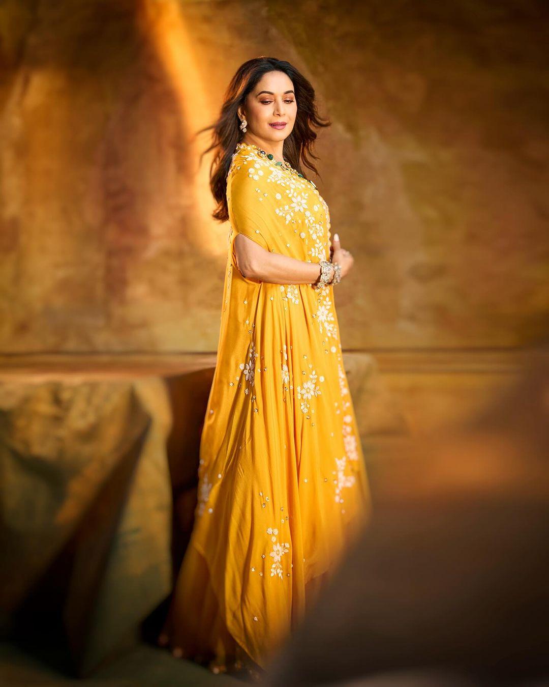 On the third day of Chaitra Navratri, think about embracing a stunning yellow lehenga akin to the one Madhuri Dixit elegantly wore.