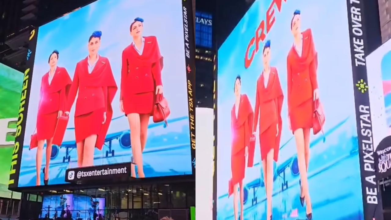 Crew: Kareena Kapoor, Kriti Sanon and Tabu land on a billboard at Time Square