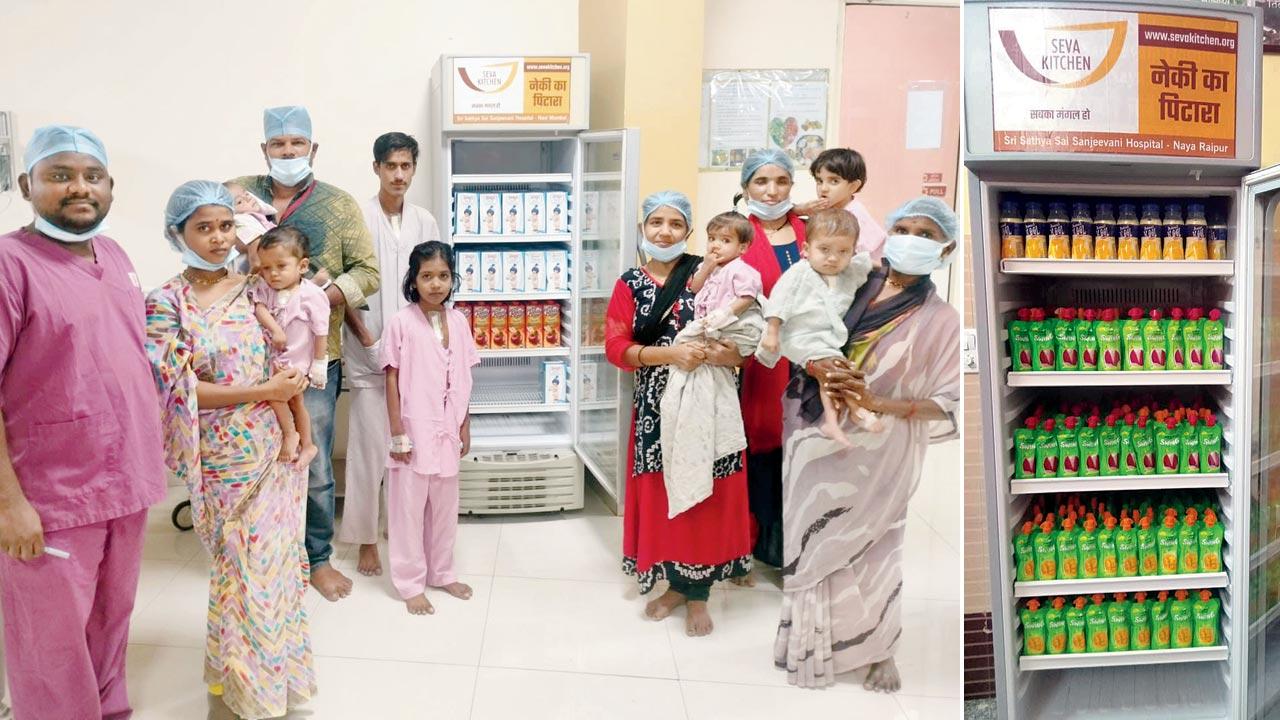 The kitchen has also installed 28 fridges (right) with free and necessary food supplies across the country