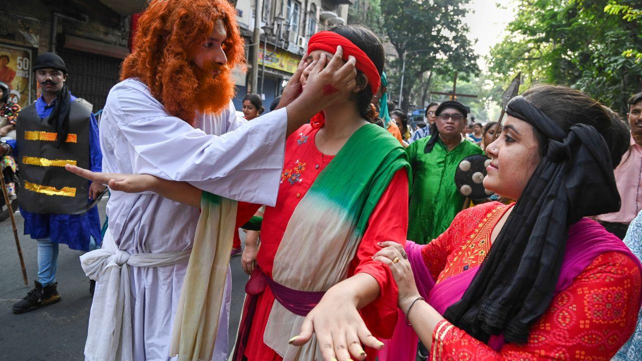 Christians participate in a procession on Easter, in Kolkata. Photo Courtesy: PTI