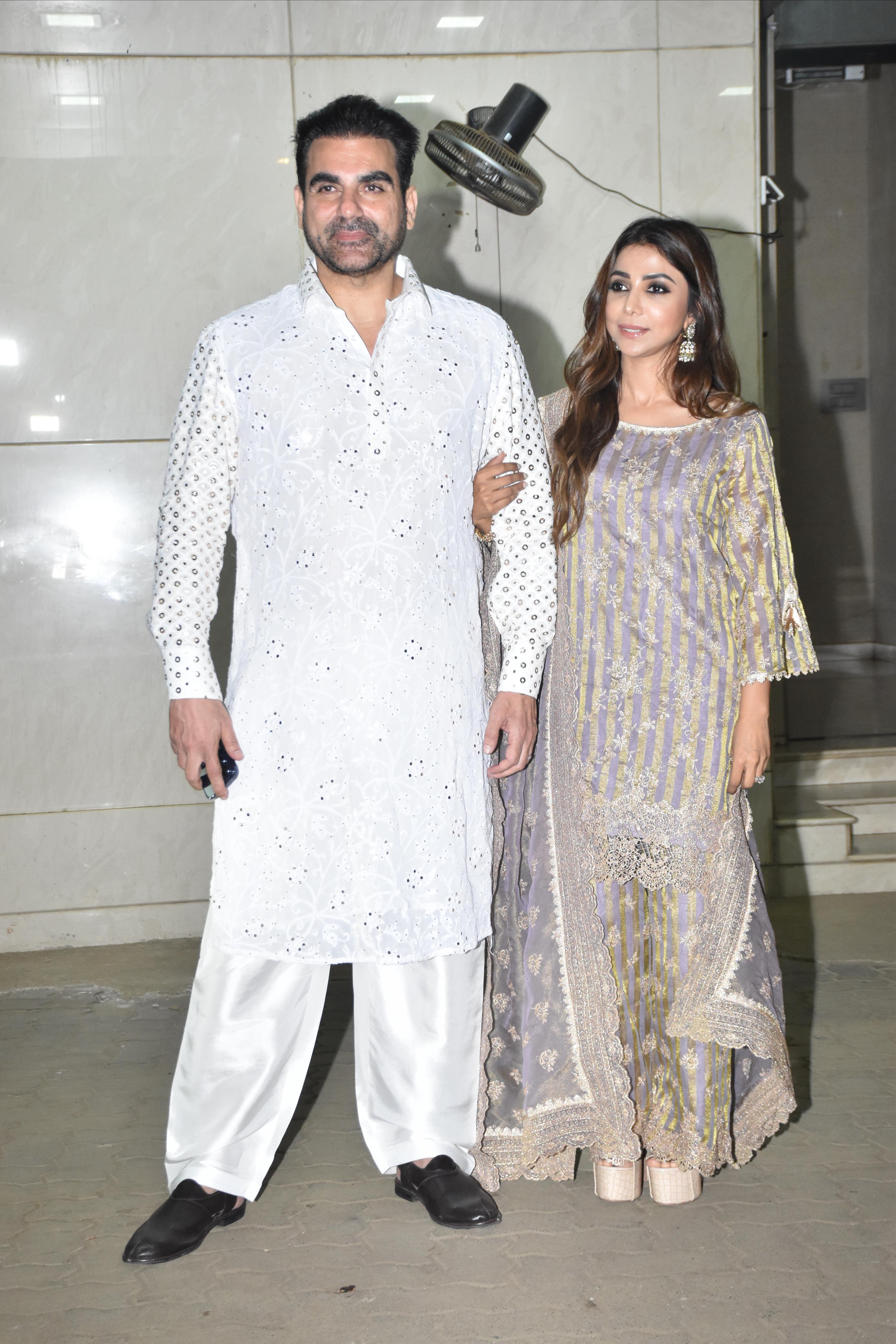 Newlyweds Arbaaz Khan and Sshura were seen walking hand-in-hand as they went to attend the eid party