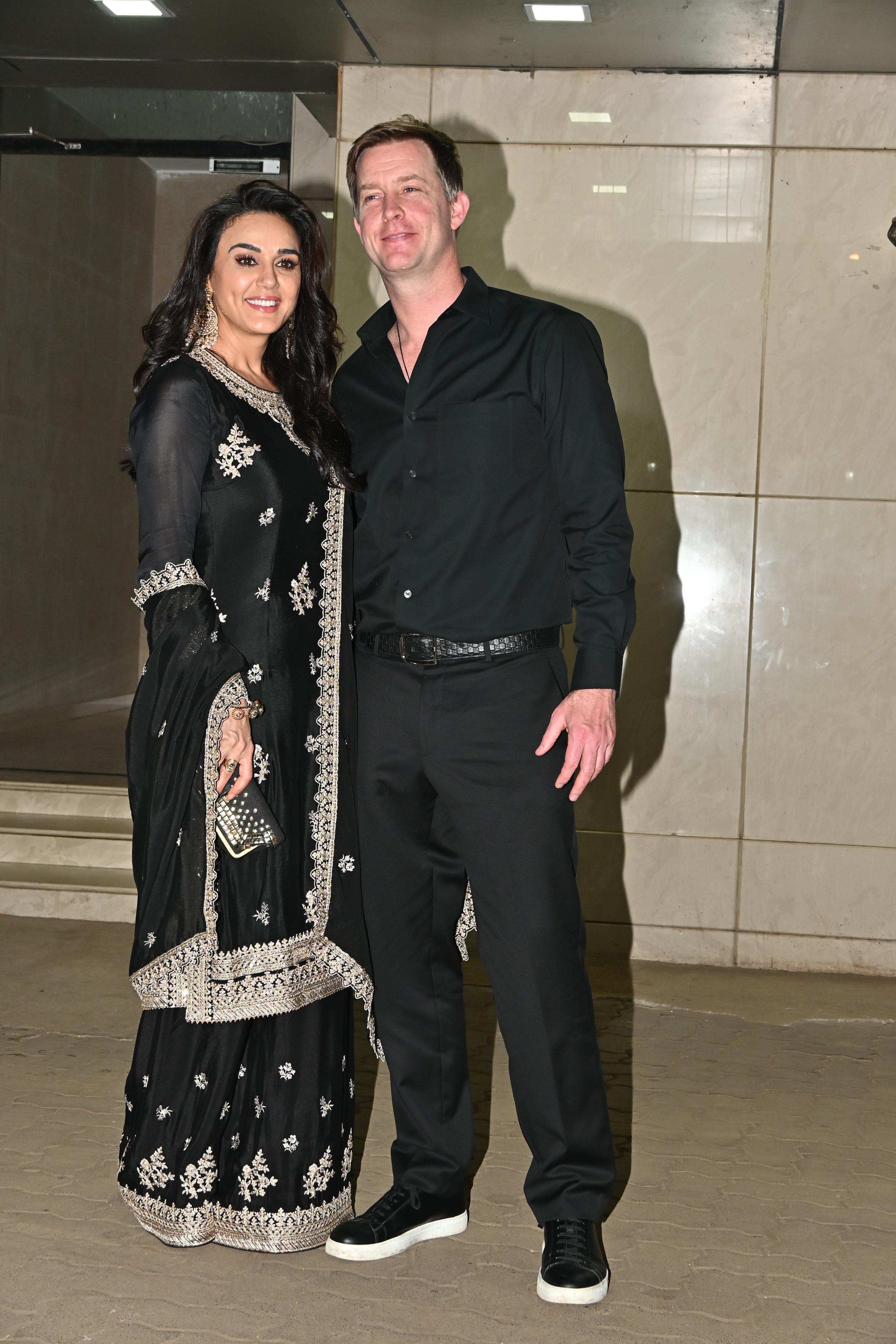 Preity Zinta and Gene Goodenough were also snapped as they attended the Eid party. Preity Zinta looked stunning in a black kurta while her husband complimented her in matching pant and shirt