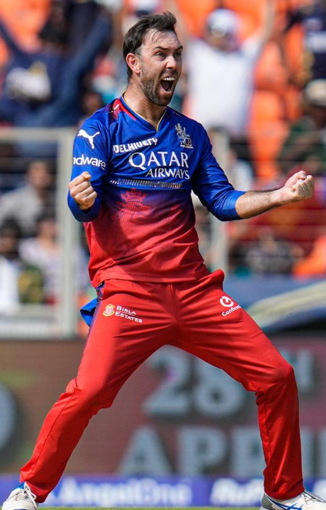 Returning from the break, Glenn Maxwell claimed the wicket of GT captain Shubman Gill. Bowling three overs, Maxwell conceded 28 runs and bagged one wicket