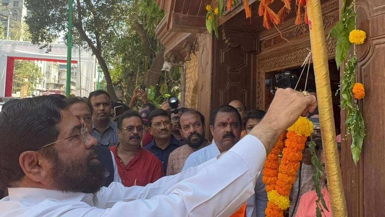 Eknath Shinde placed the Gudi at Anand Ashram in Thane, following the tradition of his mentor, late Shiv Sena leader Anand Dighe
