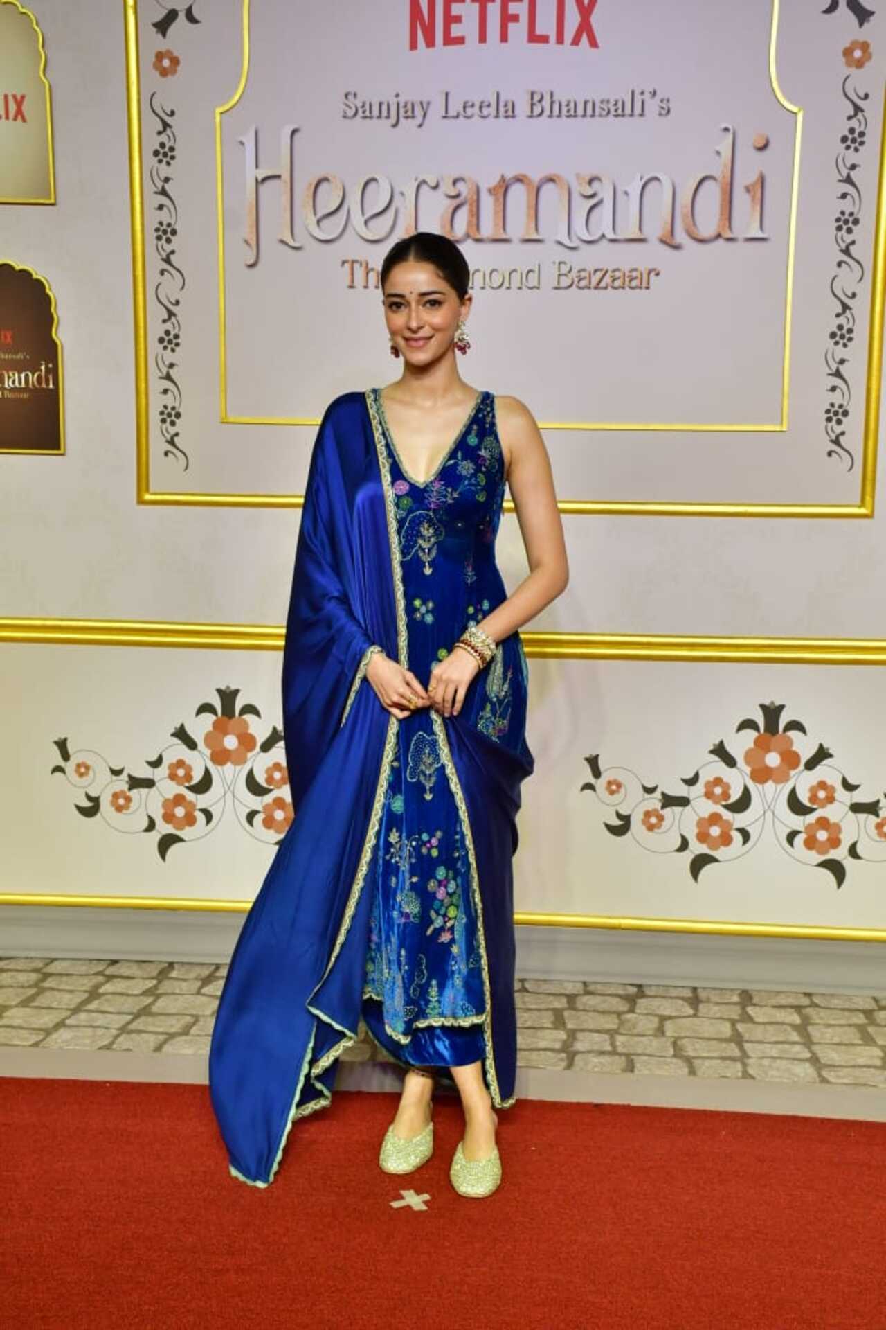 Ananya Panday shone in a bright blue suit for the occasion