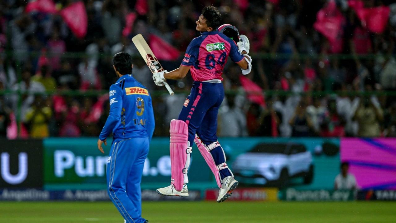 In the IPL 2024 match against Mumbai Indians, Jaiswal scored his first century of the ongoing edition. He played an unbeaten knock of 104 runs off 60 deliveries including 9 fours and 7 sixes
