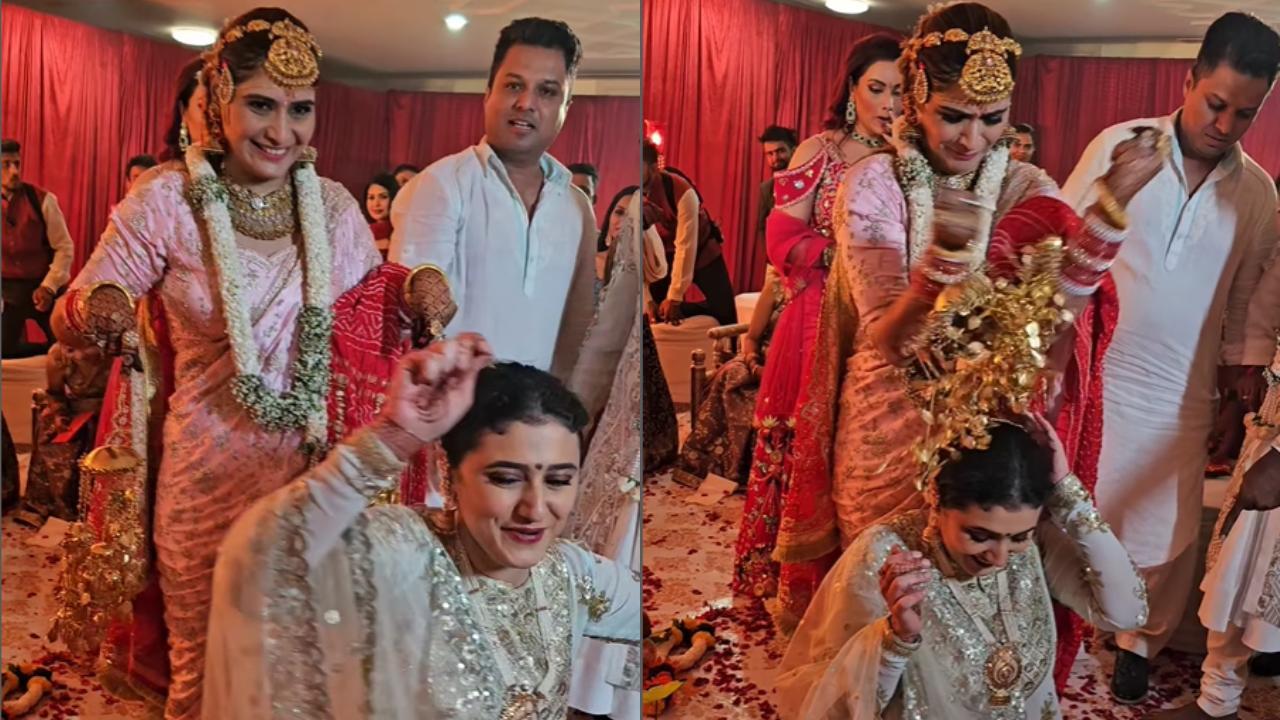 Watch! Ragini Khanna catches the lucky drop at Arti Singh's kaleera ceremony