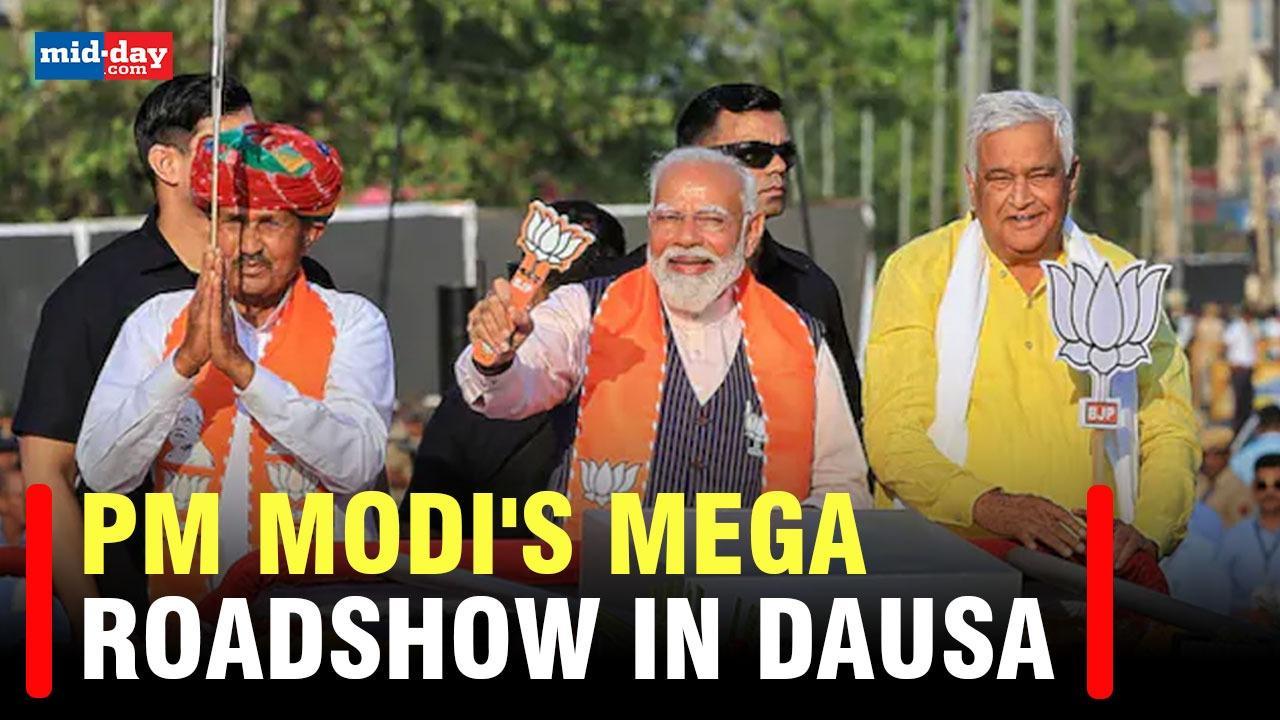 Lok Sabha Elections 2024: PM Modi holds grand roadshow in Rajasthan's Dausa 